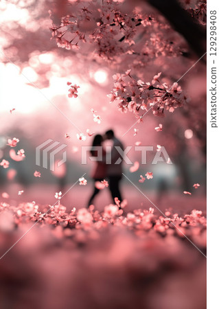 person field flowers shirt pants background 129298408