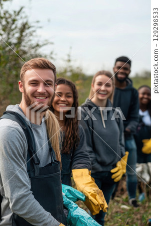 man woman camera candid shot smiling 129298533