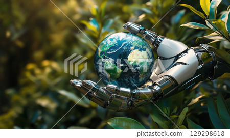 robot palm foliage robots metallic body 129298618