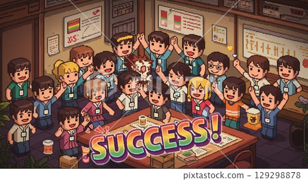 團隊合作,贏!像素藝術描繪商業成功 團隊合作,贏!像素藝術描繪商業成功 129298878