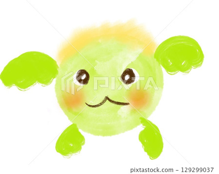 A mysterious round fairy with yellow-green wings 129299037