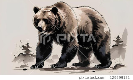 Bear ink painting style 129299121