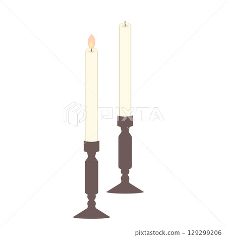 White candle with candlestick White candle with candlestick 129299206