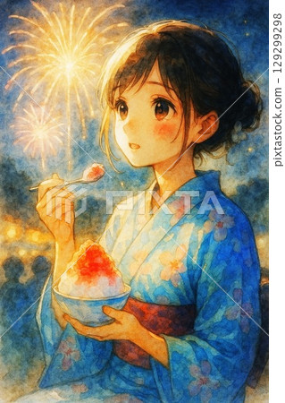 Women watching fireworks 129299298