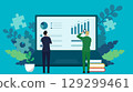 Businessman analyzing data displayed on a laptop (blue) 129299461