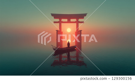 A scene of an androgynous person in sportswear standing meditatively 129300156