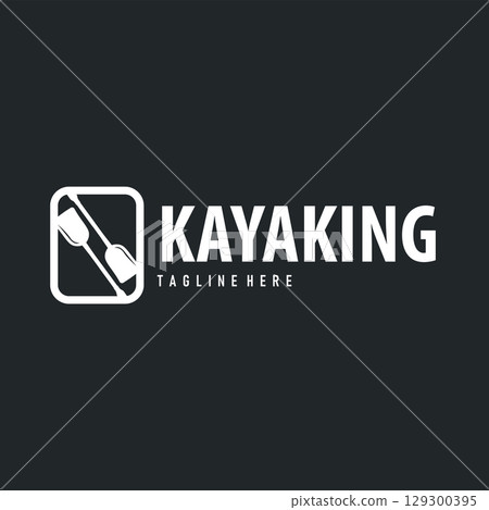 Kayak logo water sport boat design with a simple and minimalist paddle a symbol concept for rowing boat sports as a template or poster illustration 129300395