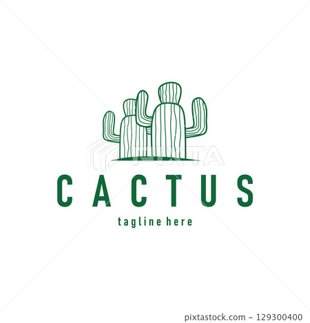 Simple cactus plant logo, desert plant line design as a decorative template design for a business brand or poster illustration Simple cactus plant logo, desert plant line design as a decorative template design for a business brand or poster illustration 129300400