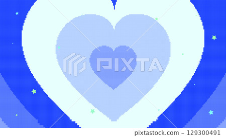 8-bit style glittering stars and blue hearts retro pop background 129300491