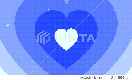 Blue retro dot background with cute hearts and stars 129300492