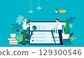 Businessmen having a meeting about marketing using graphs and data (blue) 129300546