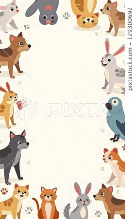 Tropical Jungle Animals In Flat Vector Style 129300692