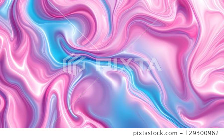 Swirling pink and blue abstract liquid background, showcasing a dynamic interplay of colors in a fluid design 129300962