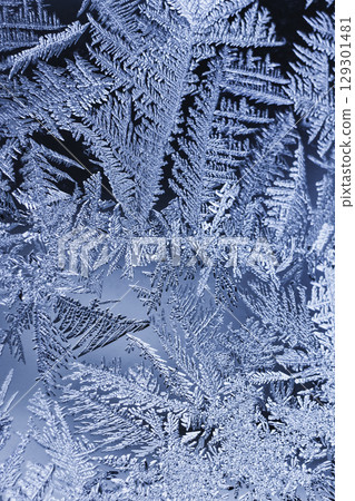 窗玻璃上的霜 129301481