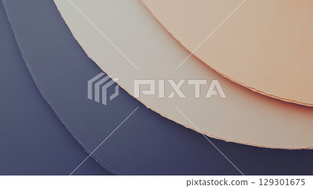 Layers of textured paper in soft neutral tones arranged in a visually appealing manner 129301675