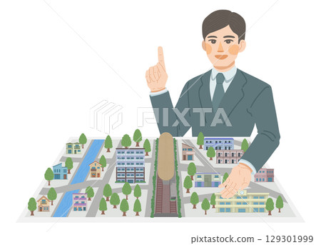 男銷售員解釋生活條件的插圖 129301999