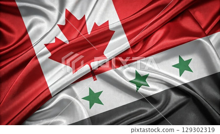 Canada and Syria Flags Merged Together for International Unity Concept Canada and Syria Flags Merged Together for International Unity Concept 129302319