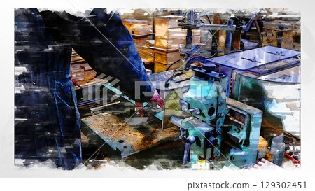 素描風格素描馬蘇傳統工廠工廠手工製作工匠手工製作的測量儀器技術木材木材加工機 129302451