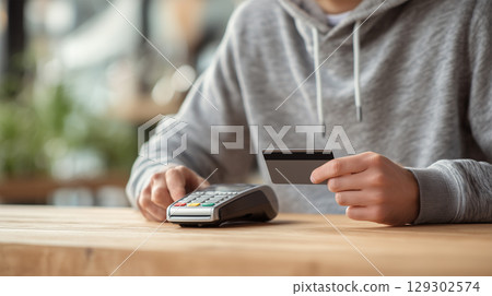 一名日本年輕男子用黑卡付款 129302574