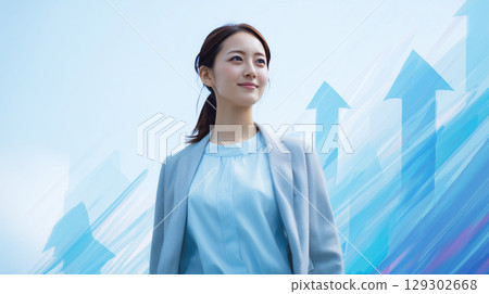 Young Japanese women move towards the future 129302668
