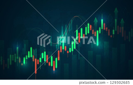 Stock market investment trading graph in graphic concept suitable for financial investment or economic trends business idea. graph growth technology background. vector design. 129302685