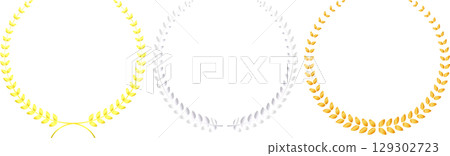 A set of laurel wreaths with a three-dimensional gradation of gold, silver and copper 129302723