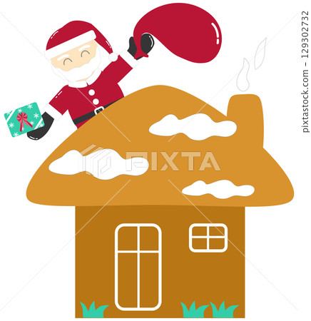 Santa Claus is on the roof of the house Santa Claus is on the roof of the house 129302732