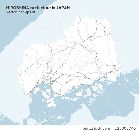 日本廣島縣簡易道路地圖 日本廣島縣簡易道路地圖 129302740