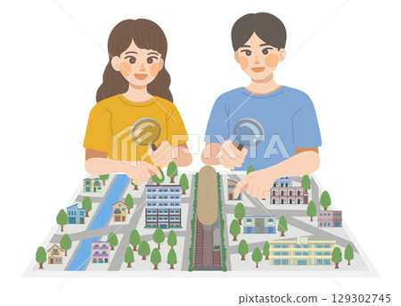 男人和女人檢查他們的生活環境 129302745