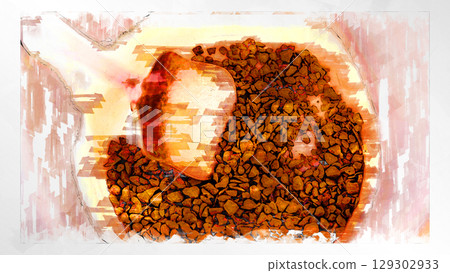 素描風格素描咖啡熱咖啡即溶黑咖啡咖啡 素描風格素描咖啡熱咖啡即溶黑咖啡咖啡 129302933