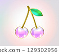 Illustration of a pink crystal cherry cut like a jewel 129302956