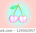 Illustration of a pink crystal cherry cut like a jewel 129302957