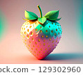 An illustration of colorful crystal strawberries that sparkle with a glossy, jewel-like texture 129302960