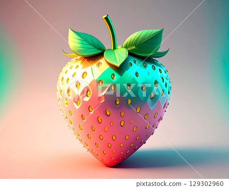 彩色水晶草莓插圖,閃耀著寶石般的光澤 彩色水晶草莓插圖,閃耀著寶石般的光澤 129302960