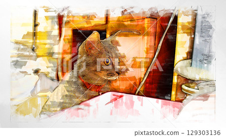 素描 風格 貓 貓 貓 kijitora 灰色 女 女 母貓 母貓 健康 漂亮 癒合 129303136