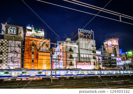Tokyo cityscape in Japan View of hotel street etc. in front of Uguisudani Station 129303182