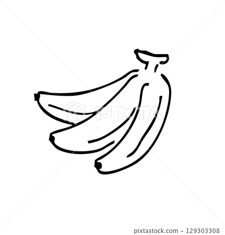 Simple line drawing illustration of a banana Simple line drawing illustration of a banana 129303308