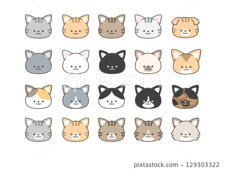 A set of cat icons with various patterns and types 129303322
