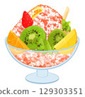 Shaved ice with fruit toppings 129303351
