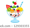 Shaved ice with fruit toppings 129303355