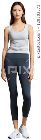 A woman with a model-like figure who looks a little sloppy 129303373