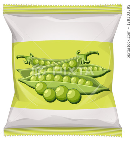 Green Pea Snack Packet Vector Illustration 129303395