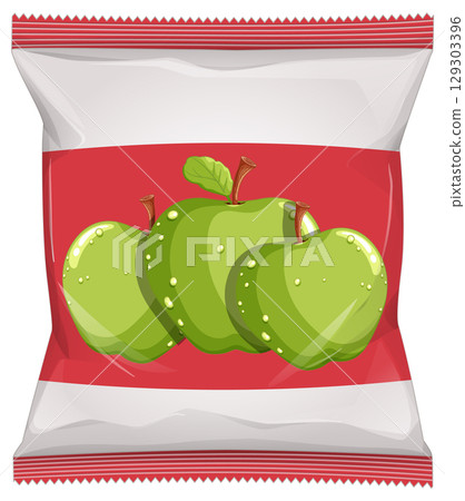 Green Apple Snack Pack with Red Label Design 129303396