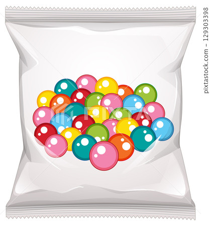 Colorful Candy Balls in Transparent Snack Packaging Colorful Candy Balls in Transparent Snack Packaging 129303398