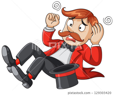 Surprised Magician Falling Backward With Top Hat Surprised Magician Falling Backward With Top Hat 129303420