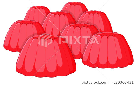 Red Gelatin Dessert Cups in Group Arrangement 129303431