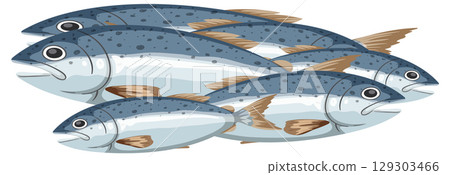 School of Blue Fish Swimming in Formation 129303466