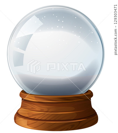 Mystical Crystal Ball on Wooden Base Illustration 129303471