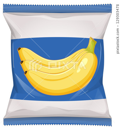 Banana Snack Food Packaging Vector Illustration 129303478
