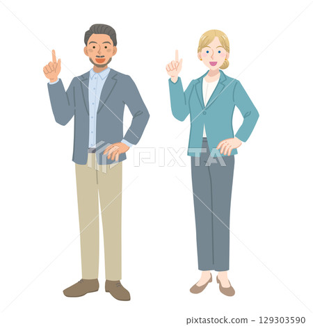 外國男人和女人指著 129303590